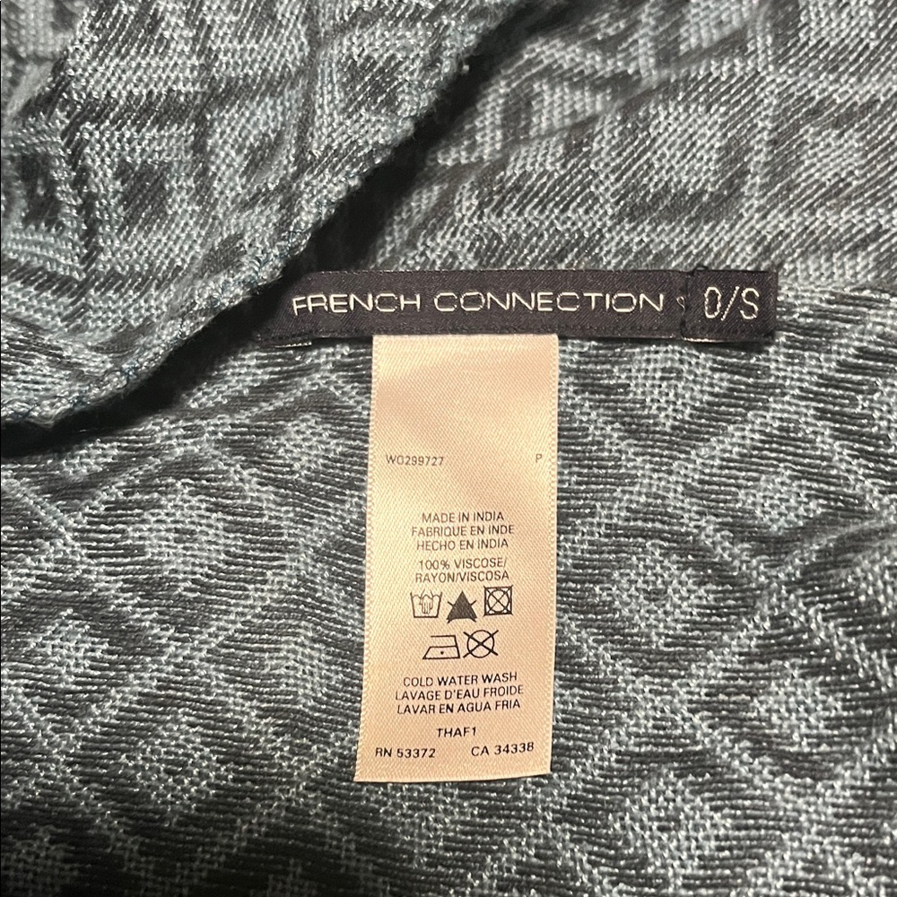 French Connection Blue Patterned Scarf - Picture 6 of 6